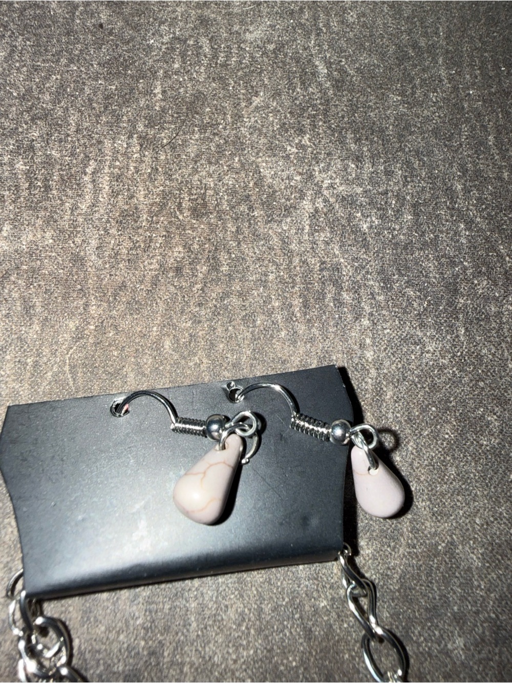 Silver-Tone Necklace with White Bead Accents - Picture 3 of 3